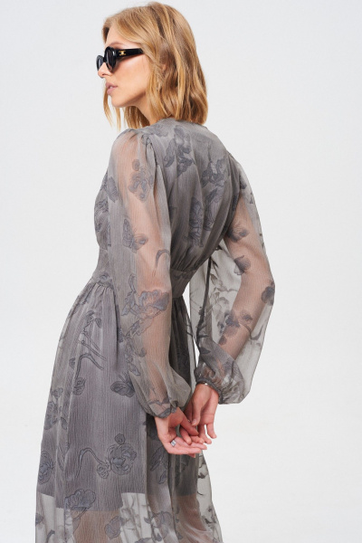 Легкое демисезонное платье из летящей ткани с принтом Mixan 5086 - фото 2