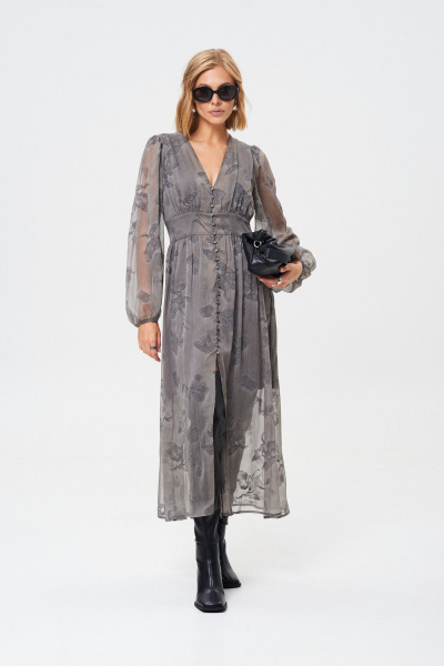 Легкое демисезонное платье из летящей ткани с принтом Mixan 5086 - фото 1