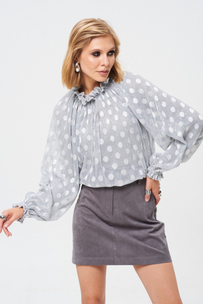 Юбка из трикотажа с эффектом замши, серая, демисезон Mixan 6012/2 - фото 6