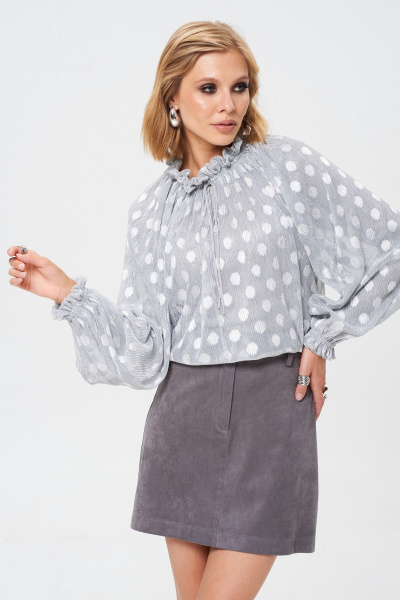 Юбка из трикотажа с эффектом замши, серая, демисезон Mixan 6012/2 - фото 4