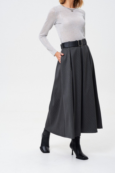 Юбка полоска, длина 91 см, складки, по спинке молния Mixan 6013 - фото 4