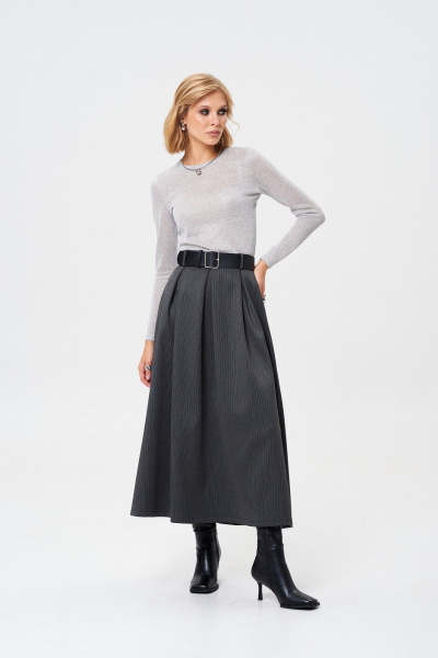 Юбка полоска, длина 91 см, складки, по спинке молния Mixan 6013 - фото 3