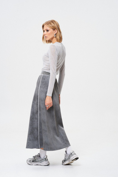 Юбка из экокожи, удлиненная, с пушистой резинкой, 90 см Mixan 6016 - фото 5