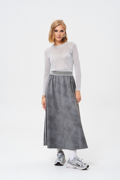 Юбка из экокожи, удлиненная, с пушистой резинкой, 90 см Mixan 6016 - фото 2
