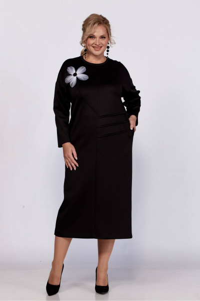 Платье трикотажное прямое с декоративным цветком на каждый день Koketka i K 1191-1 - фото 3