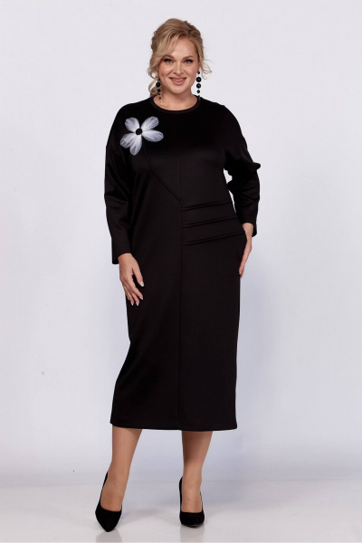 Платье трикотажное прямое с декоративным цветком на каждый день Koketka i K 1191-1 - фото 1