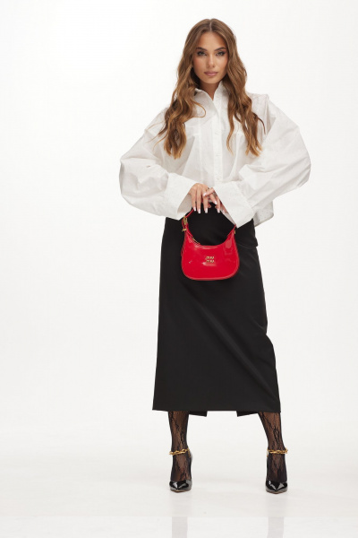 Белая укороченная блузка из хлопка со стразами Vesnaletto 3976-1 - фото 3