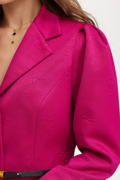 Деловой демисезонный костюм из трикотажа жакет и юбка розового цвета Vesnaletto 3981 - фото 6