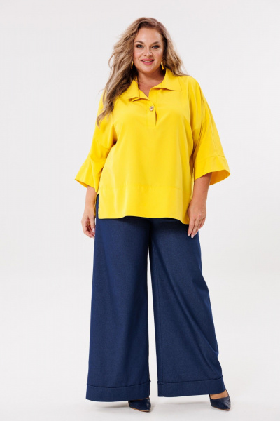 Женская вискозная блуза в стиле бохо, свободный крой Michel chic 786 желтый - фото 3