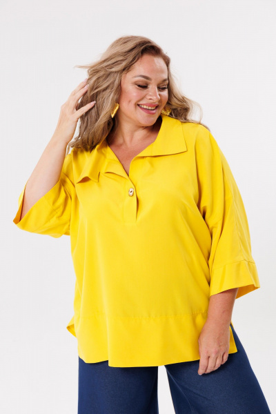 Женская вискозная блуза в стиле бохо, свободный крой Michel chic 786 желтый - фото 2