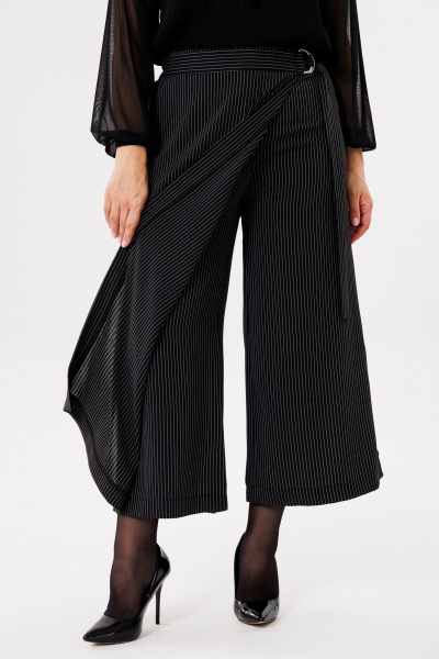 Кюлоты из текстиля, универсальные, с поясом и молнией Michel chic 827/1 полоска - фото 1