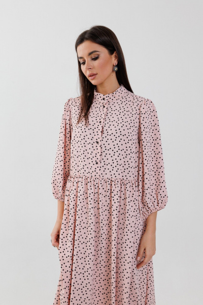 Платье рубашечного стиля с пуговицами, карманами и поясом Anelli 1260 сердечки - фото 5