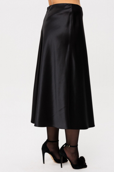 Юбка из атласа миди на косую с обтачкой и элегантным кроем Anelli 1291 черный_лебедь - фото 8