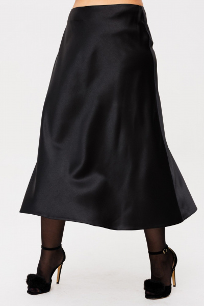 Юбка из атласа миди на косую с обтачкой и элегантным кроем Anelli 1291 черный_лебедь - фото 6
