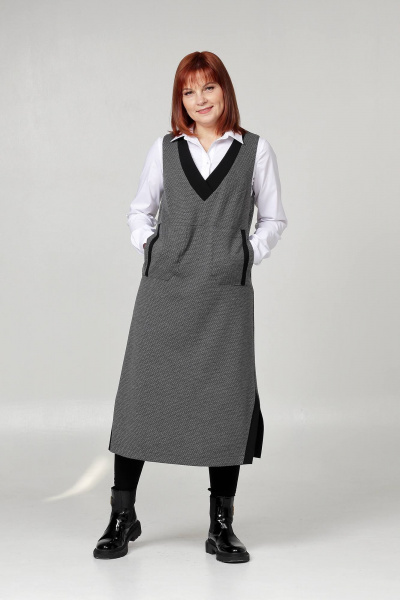 Сарафан трапеция из трикотажа с карманами и разрезами Соджи 603 - фото 5