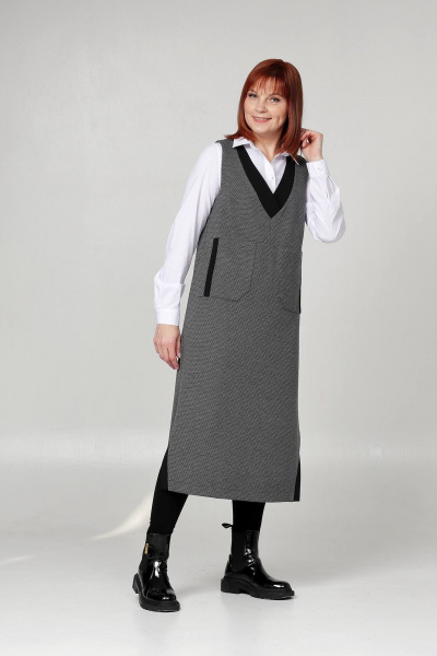 Сарафан трапеция из трикотажа с карманами и разрезами Соджи 603 - фото 4