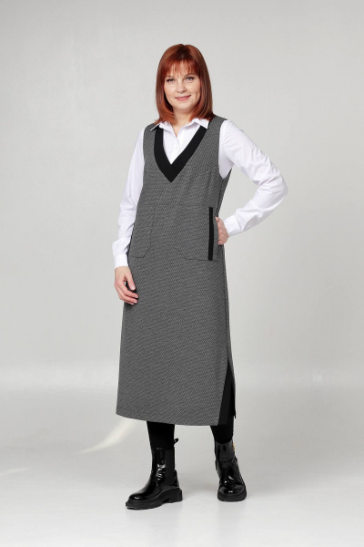 Сарафан трапеция из трикотажа с карманами и разрезами Соджи 603 - фото 1