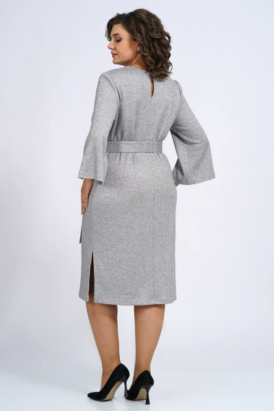 Платье трикотажное прилегающее с нагрудными вытачками и разрезом Пинск-Стиль 113 серый - фото 8