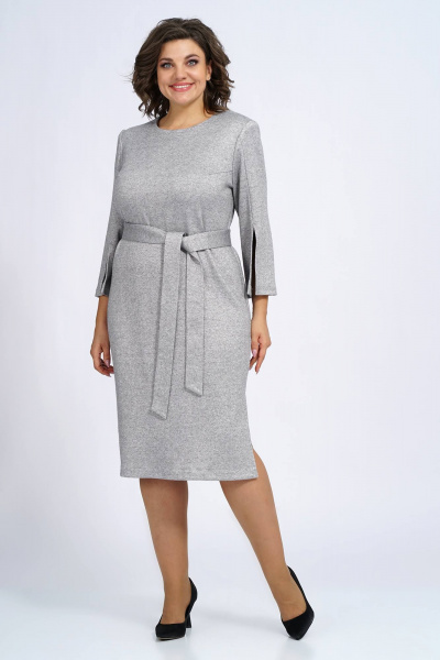 Платье трикотажное прилегающее с нагрудными вытачками и разрезом Пинск-Стиль 113 серый - фото 6