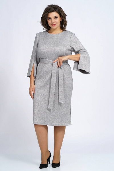 Платье трикотажное прилегающее с нагрудными вытачками и разрезом Пинск-Стиль 113 серый - фото 5