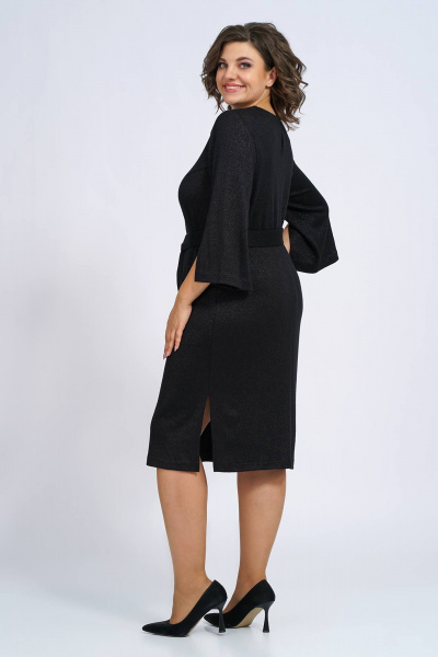 Платье трикотажное прилегающее с нагрудными вытачками и разрезом Пинск-Стиль 113 черный - фото 5