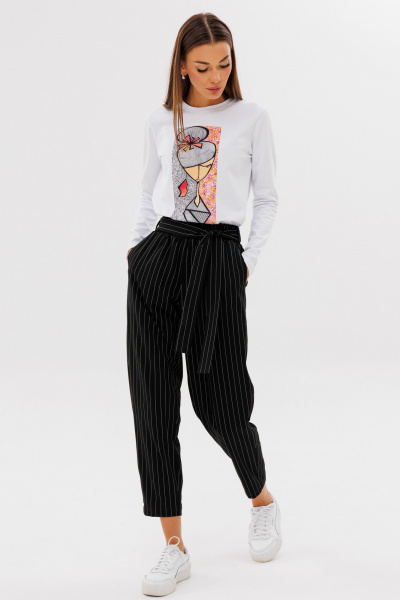 Белый классический лонгслив из хлопка с принтом Kivviwear 4061.60 - фото 8