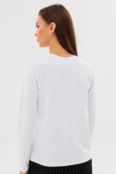 Белый классический лонгслив из хлопка с принтом Kivviwear 4061.60 - фото 5