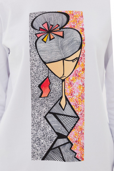 Белый классический лонгслив из хлопка с принтом Kivviwear 4061.60 - фото 3