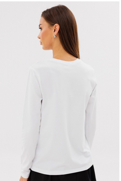 Белый лонгслив из хлопка с принтом, классическая модель Kivviwear 4061.61 - фото 12
