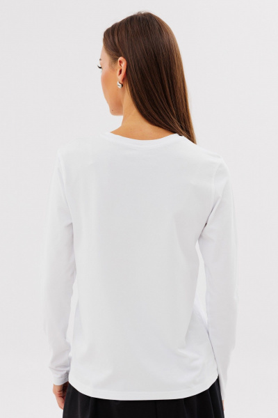 Белый лонгслив из хлопка с принтом, классическая модель Kivviwear 4061.61 - фото 11