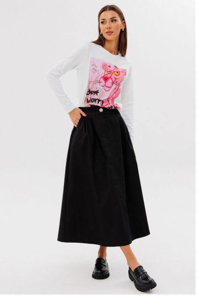 Белый лонгслив из хлопка с принтом, классическая модель Kivviwear 4061.61 - фото 7