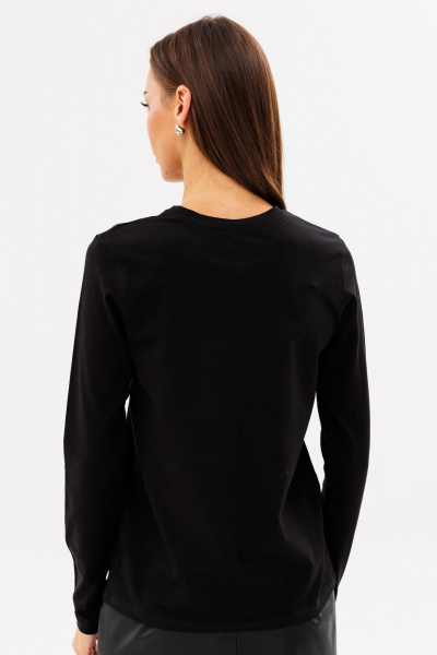 Черный лонгслив из хлопка с принтом, классика Kivviwear 4061.62 - фото 3