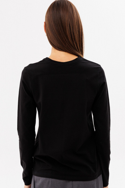 Черный лонгслив из хлопка с принтом, комфортный стиль Kivviwear 4061.64 - фото 3
