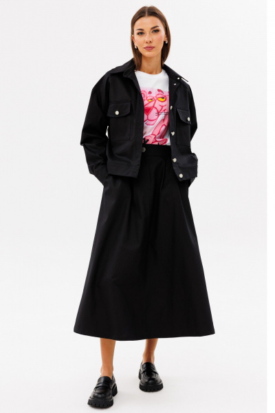 Демисезонный костюм из джинса с жакетом и трапециевидной юбкой Kivviwear 42144215.04 - фото 1