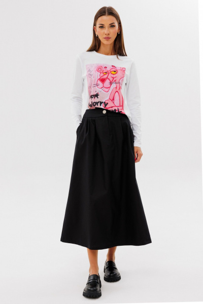 Длинная юбка-трапеция из денима с карманами Kivviwear 4215.04 - фото 2