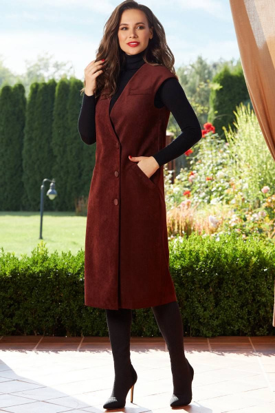 Сарафан Teffi Style L-1523 бордовый - фото 1