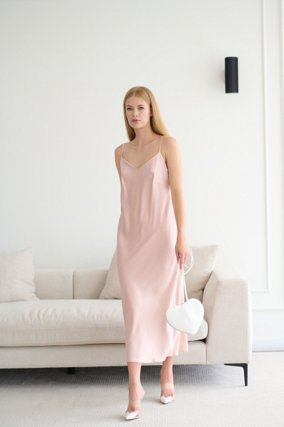 Платье-комбинация из шелка миди летнее Мастер Мод 811с бежевый - фото 1