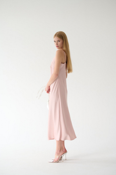 Платье-комбинация из шелка миди летнее Мастер Мод 811с бежевый - фото 7