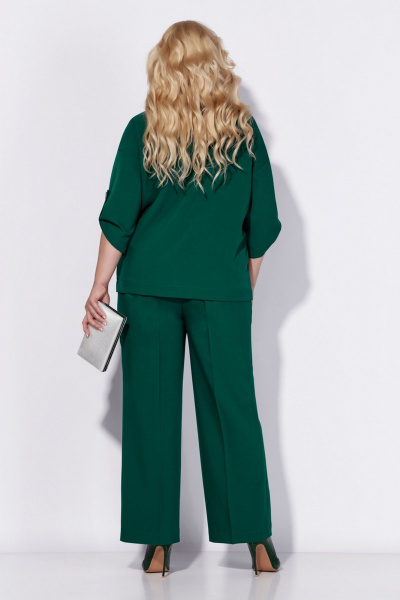 Деловой брючный костюм жакет и широкие брюки Tellura-L 1759 изумруд - фото 3