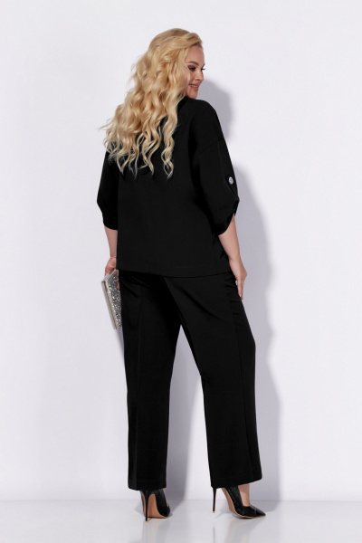 Классический костюм из текстиля с брюками и жакетом Tellura-L 1759 черный - фото 4