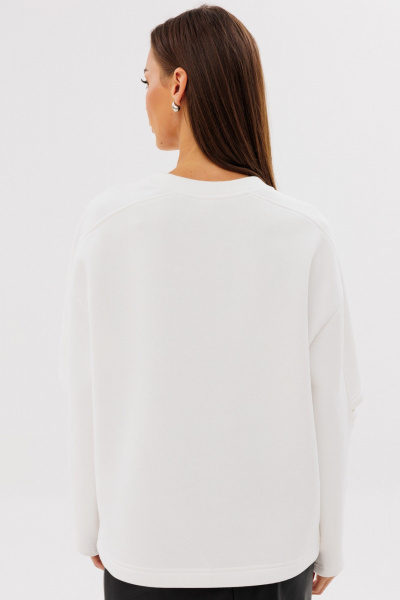 Молочный свитшот с разрезами из трикотажа и хлопка Kivviwear 4223.06 - фото 6