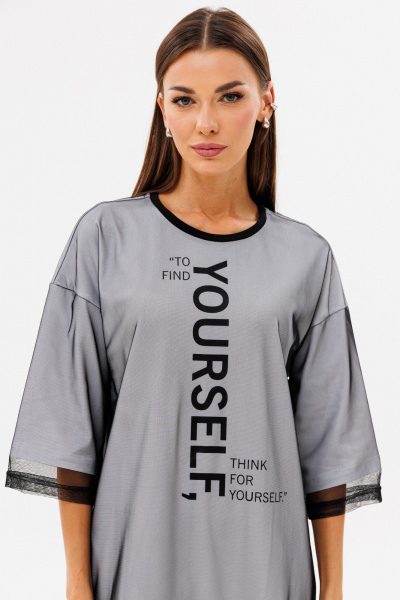 Платье с принтом, сеткой и хлопком для особых случаев Kivviwear 4228.03 - фото 9