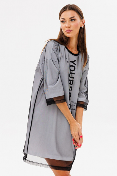 Платье с принтом, сеткой и хлопком для особых случаев Kivviwear 4228.03 - фото 8