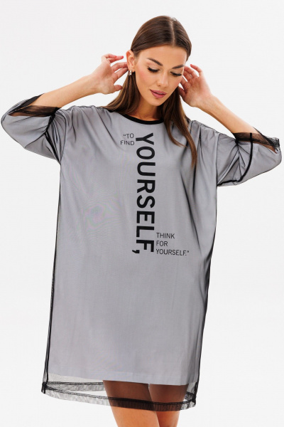 Платье с принтом, сеткой и хлопком для особых случаев Kivviwear 4228.03 - фото 7