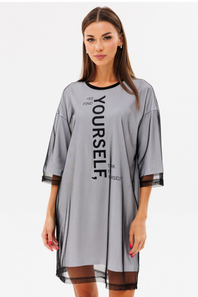 Платье с принтом, сеткой и хлопком для особых случаев Kivviwear 4228.03 - фото 6