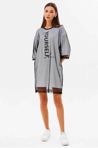 Платье с принтом, сеткой и хлопком для особых случаев Kivviwear 4228.03 - фото 4