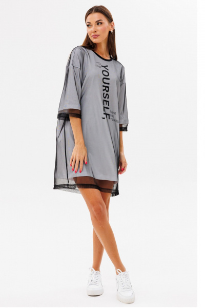 Платье с принтом, сеткой и хлопком для особых случаев Kivviwear 4228.03 - фото 1