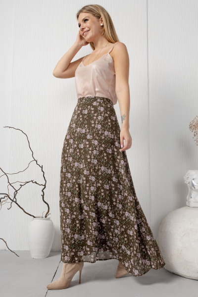 Шифоновая длинная юбка с цветочным принтом AMORI 3132 цветы - фото 1