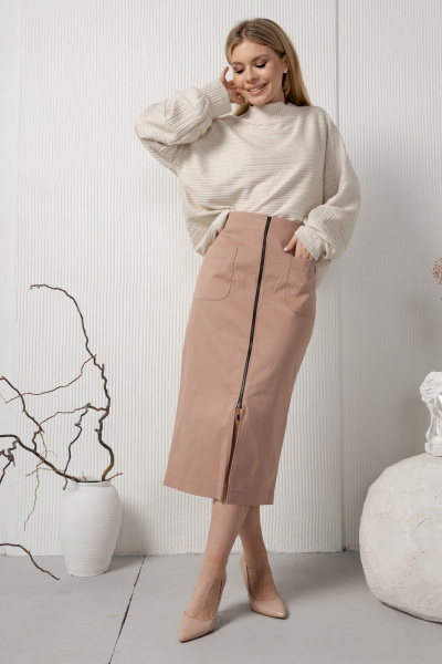 Структурный трикотажный свитшот с дизайнерскими рукавами AMORI 6438 молоко - фото 2