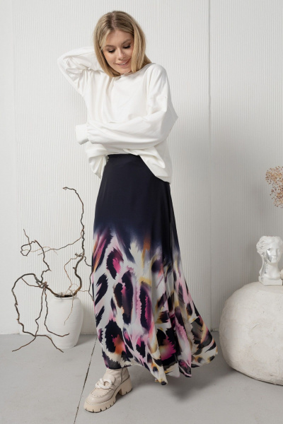 Длинный хлопковый спортивный свитшот для теплых образов AMORI 6446 молоко - фото 3